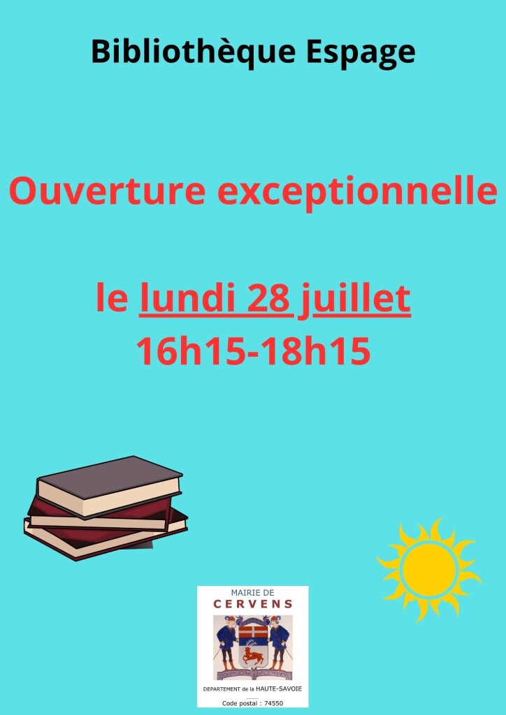 Couverture de Ouverture exceptionnelle de la bibliothèque Espage
