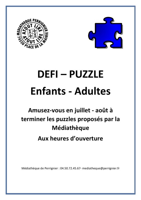 Couverture de Défi puzzle Enfants - Adultes